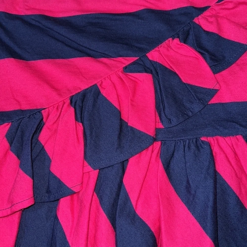 Ralph lauren pink and navy rugby striped skirt with ruffle size 6x NWOT